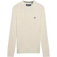 Superdry för män. M6110707E Jerseytröja i bomull med kabelstickning, beige (M), Casual, Tyg