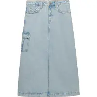 Superdry för kvinnor. W7210406A Blå Denim Cargo Maxikjol (L), Casual, Bomull