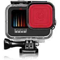 INF GoPro 9/10/11/12 Lila dykfilter med vattentätt fodral Röd