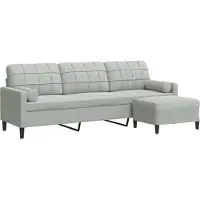 vidaXL 3-sitssoffa med fotpall ljusgrå 210 cm sammet