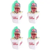 Typecat 4X Clownskulptur, Halloween-Clowndekoration, Popcorn Clown Skrämmande Clownhuvudstaty Hartshantverksclown Från Rymden Grön