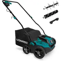 Vonroc 1300W Vertikalskärare & Mossrivare – 2-i-1 gräsmatteluftare med justerbart djup