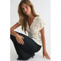 Gina Tricot  - Lace peplum top - spetstoppar - Vit - M - Dam