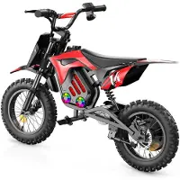 IScooter A14 Barn EL DIRTBIKE 14 Tum 500W Motor 36V5.2Ah Batteri 20-22km Räckvidd Stötdämpning, Bluetooth LED-ljus röd