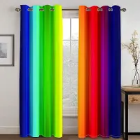 Yiran Furniture Regnbågsfestivalränder med gradienteffekter Specialtryck 2 stycken Skuggande tunna fönstergardiner för barns vardagsrum sovrum W50 X H130(CM)X2&Hook