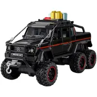 Fourall- Model Cars 1/24 BENZ G63 6X6 Adventure Edition Legeringsbilmodell Ljud och Ljus Pull Back Barnleksak Samlarobjekt Födelsedagspresent svart