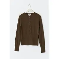 Gina Tricot  - Shaped knitted wool cardigan - koftor & cardigans - Brun - S - Dam