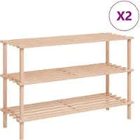vidaXL Skohyllor 3 hyllplan 2 st massivt granträ