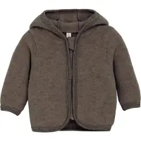 Huttelihut Cardigan - Ullfleece - Brown Melange m. Öron - - 62 - Cardigan