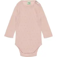 FUB Body l/ä - Rib - Hålmönster - Ull - Pale Rose - - 1½ år (86) - Body L/Ä