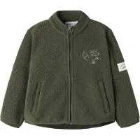 Name it Fleecejacka - Teddy - NmmOwe - Olive Natt - - 5 år (110) - Fleecejacka