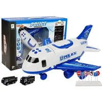 Leantoys Lean Cars Folding Police Plane med bilar 1:64 med Slowat och Shunie