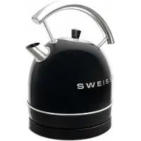 Sweiss Hög-effektiv svart rostfritt stål vattenkokare 2200W 1.8L