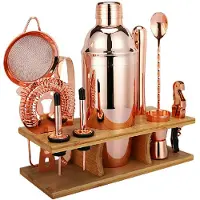 Barlife Cocktailshaker Set Med 11 Delar Med Ställ - Koppar
