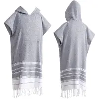Textilien Bärbar turkisk rutig strandhandduk sandtät och snabbtorkande 100% bomull surfponcho badrock med huva våtdräkt ombyte av 90x120cm svart