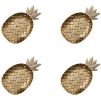 Torribaly 4X Dekorativ Bricka Guld Ananasform Serveringsbricka Smycken Pall Frukt Snackfat Bord Förvaringsorganisatör (Liten)