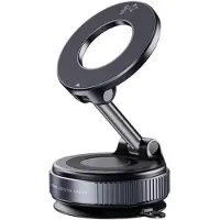 INF Magnetiskt bilfäste för mobil – N52 stark magnet med vakuumsugande spegelbas, tre-axeljusterbart, 360 rotation och fällbart ABS-fäste Black