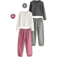 Next Pyjamas mörkgrå / ljusröd / mörkröd / vit