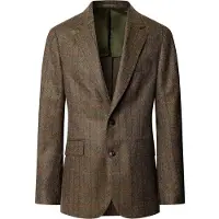 Hackett London för män. HM4400213 Brun-grön Cash Tattersall-jacka (38/32), Casual, Ull, Klassisk