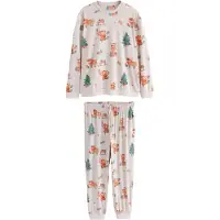 Next Pyjamas lång kräm / umbra / grön / röd