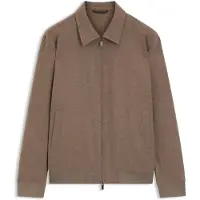 BOSS Slim-fit zip-up jacket in virgin wool flannel