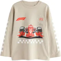 Next T-shirt 'F1' beige / röd / svart / vit