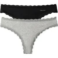 Calvin Klein 2 Pack Thongs Cotton Lace
