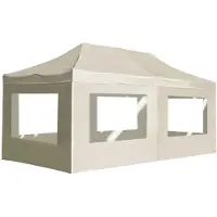 vidaXL Hopfällbart partytält aluminium med väggar 6x3 m gräddvit