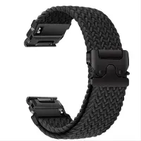 INF Elastiskt vävt nylonarmband kompatibelt med Garmin Fenix 8/7X Pro/955/965 med magnetiskt snabbspänne Black 22 mm
