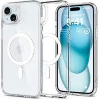 Spigen Ultra Hybrid MagFit - Baksidesskydd för mobiltelefon - MagSafe-kompatibilitet - polykarbonat, termoplastisk polyuretan (TPU) - vit - för Apple iPhone 15