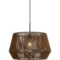 QAZQA Hanglamp zwart met bruine papieren touw kap 50/50/30 - Combi 1