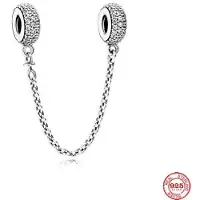 YIRAN Jewelry Ny Original Silverfärg Vit Pavé Säkerhetskedja DIY Pärla Passar Europeisk Mode Berlocker Armband Armringar DIY Smycken P774 white