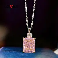 YIRAN Jewelry 100 % 925 Sterlingsilver 10 * 12 mm Rosa Högkolhaltig Diamant Hänghalsband För Kvinnor Glittrande Bröllopsfest Fina Smycken rosa