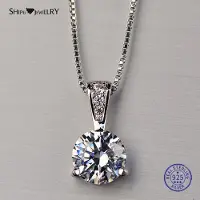 YIRAN Jewelry 100 % 925 Sterling Silver Vitguld Skapad Laboratorie Moissanit Hängsmycke Halsband För Kvinnor Flickor Jul Födelsedagspresent gray