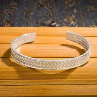 YIRAN Jewelry Nya Mode Personlighet Retro Flätade Armband 925 Sterling Silver Smycken Buddhistiska Hjärta Sutra Öppningsarmband Tyb121 silver