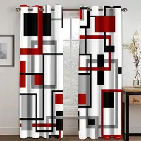 Yiran Furniture 2 paneler Abstrakta Geometriska Gardiner Marmortextur Tryckta Gardiner för Sovrum Vardagsrum Golv-till-tak-fönster Persienner W50 X H130(CM)X2Pcs&Grommet Top