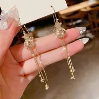 YIRAN Jewelry Damörhänge Tom Pengapåse Örhänge Lång Tofs Örhänge black