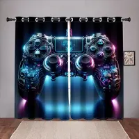 Yiran Furniture Spelkonsol Tryckta Tunna Gardiner för Pojkrum Spelrumsinredning Fönstergardiner Spela TV-spel Fönsterdraperier Skuggning 2 paneler (W50H130cm)-2pcs&Grommet Top