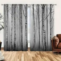 Household supplies MH 2 st Gardin med tryckt mönster av silverbjörk för heminredning - Kanalficka fönsterbehandling för sovrum, kontor, kök, vardagsrum 52.5cmX116cm X 2pcs gray