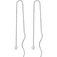 YIRAN Jewelry Nytt 925 Sterling Silver Dam Hänge Mode Glansiga Pärlor Örhängen Boxkedja Öronlina All-Match Par Örhänge Smycke Gåva white
