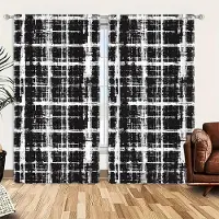 Household supplies MH 2 st Retro Svart och Vit Rutig Tryckt Gardin för Heminredning - Stångficka Fönsterbehandling för Sovrum, Kontor, Kök 52.5cmX116cm X 2pcs gray