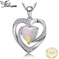 YIRAN Jewelry Jewelrypalace Hjärta Kärlek Skapad Opal Hängsmycke Halsband Ädelsten 925 Sterling Silver Hängsmycke För Kvinnor Mode Smycken Utan Kedja gray