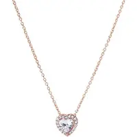YIRAN Jewelry Högkvalitativt S925 silver damhalsband glittrande pavé hjärtdroppe ros halsband födelsedag bröllopspresent flicka dam smycken white