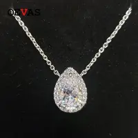YIRAN Jewelry Glittrande 8 *12mm Vattendroppe Högkolhaltig Diamant Bröllopshänge Halsband 100 % 925 Sterling Silver Fest Fina Smycken Gåvor gray