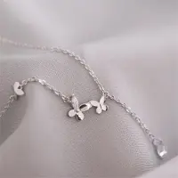 YIRAN Jewelry Fé-stil Mode 925 Sterling Silver Smycken Choker Fjäril Blänkande Kristall Blomma Nyckelbenskedja Halsband Xl118 gray