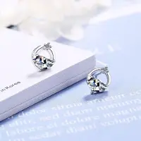 YIRAN Jewelry Geometriska Runda Örhängen Vita / Blå Zirkonia Vattendroppsformade 925 Sterling Silver Örhängen För Kvinnor Örhängen S -E864 vit