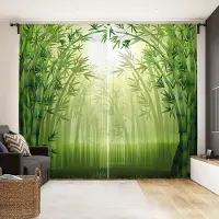 Yiran Furniture 2 st Halvgenomskinlig Dekorationsgardin Grön Eukalyptusblad Gröna Växter Vår Polyesterfibrer Kanalgardin För SovrumR 100W130H(CM)40x51in&Grommet Top
