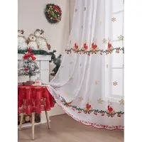 Household supplies MH Julgardiner 84 tum längd för vardagsrum 1 panelset Högtid Poinsettia skira Dekorationer Buffelpläd Dekor 130x210cm&Fixed Pleat gray