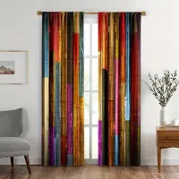 Household supplies MH 2 st Färgglada Målade Trägardinstänger Ficka för Stång Plank Landsstil Lodge Bondgård Trä Vintage Ladugårdsdörr Sovrum Dekorera. 150x166cm black