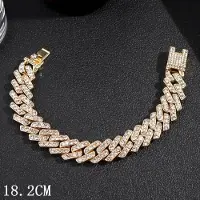 YIRAN Jewelry Ny Mode Lyx 12mm Iced Out Cuban Länk Kedja Armband För Kvinnor Män Guld Silver Färg Bling Strass Armband Smycken black